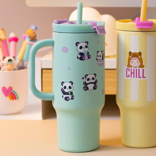 PENFection To Go Becher mit Strohhalm PANDA
