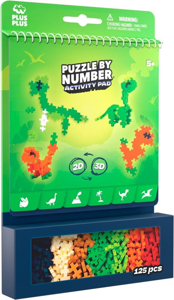 Plus-Plus Puzzle by Number Activity-Pad: Dinosaurier - 125 Bausteine