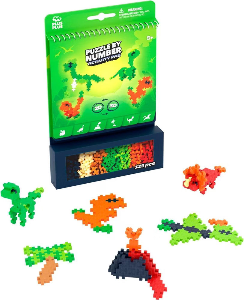 Plus-Plus Puzzle by Number Activity-Pad: Dinosaurier - 125 Bausteine