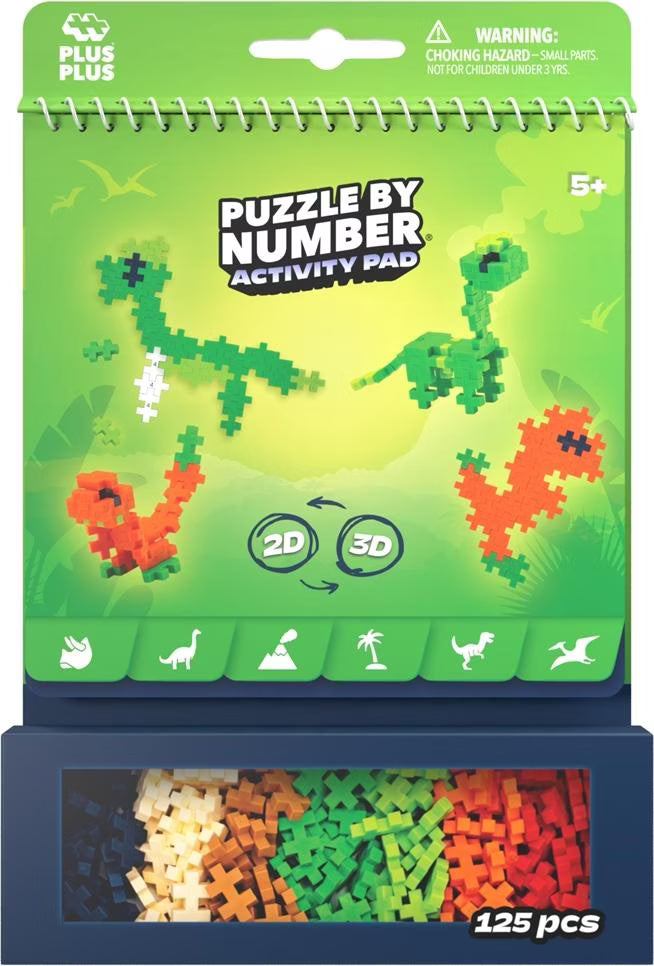 Plus-Plus Puzzle by Number Activity-Pad: Dinosaurier - 125 Bausteine