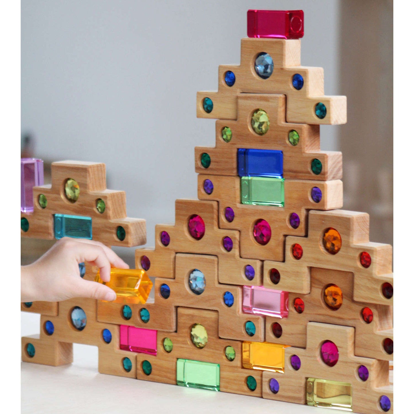 bauspiel Farbtreppe mit Lichtbauquadern 32 Teile