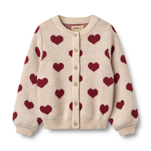 Wheat Jacquard Strickjacke Herzen