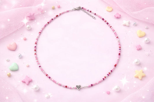 KisMe Kette Glas Herz rosa
