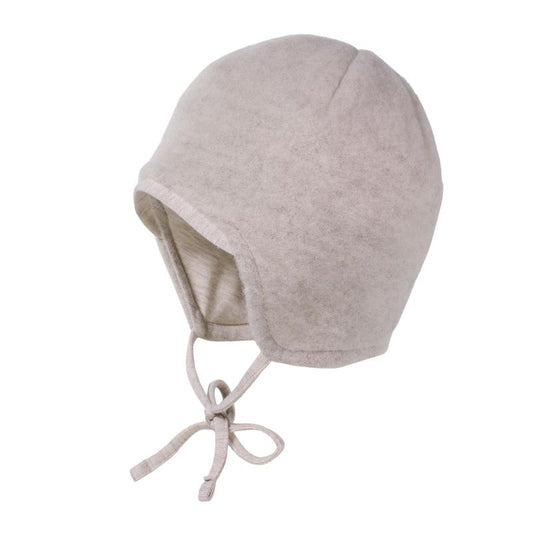 Maximo GOTS BABY-Mütze Wollfleece Jerseyfutter mit Bindeband