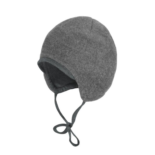 Maximo GOTS BABY-Mütze Wollfleece Jerseyfutter mit Bindeband