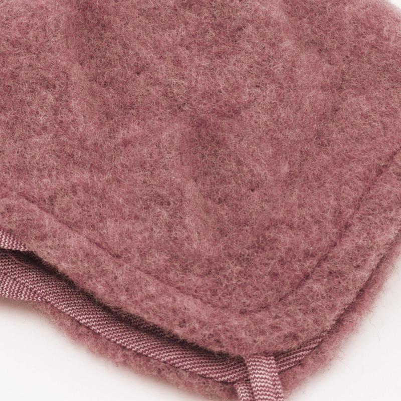 Maximo GOTS BABY-Mütze Wollfleece Jerseyfutter mit Bindeband
