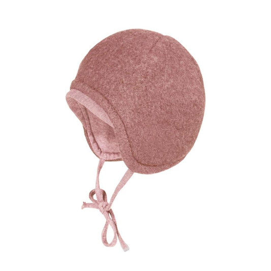 Maximo GOTS BABY-Mütze Wollfleece Jerseyfutter mit Bindeband