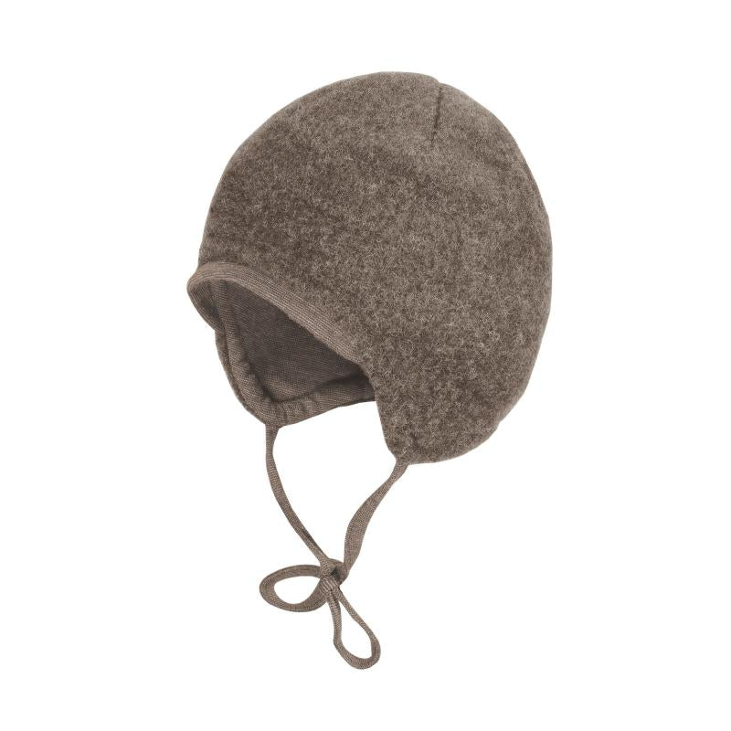 Maximo GOTS BABY-Mütze Wollfleece Jerseyfutter mit Bindeband