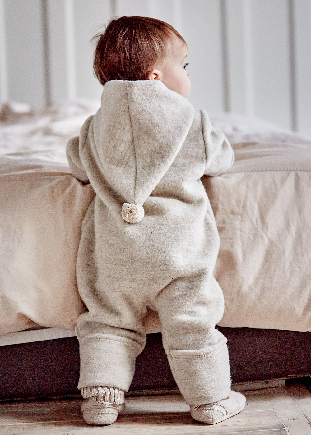 Maximo GOTS Baby Wollfleece Overall mit Pompon