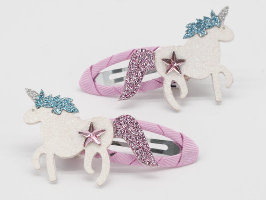 KisMe ClicClac Haarspangen Einhorn weiß Glitter