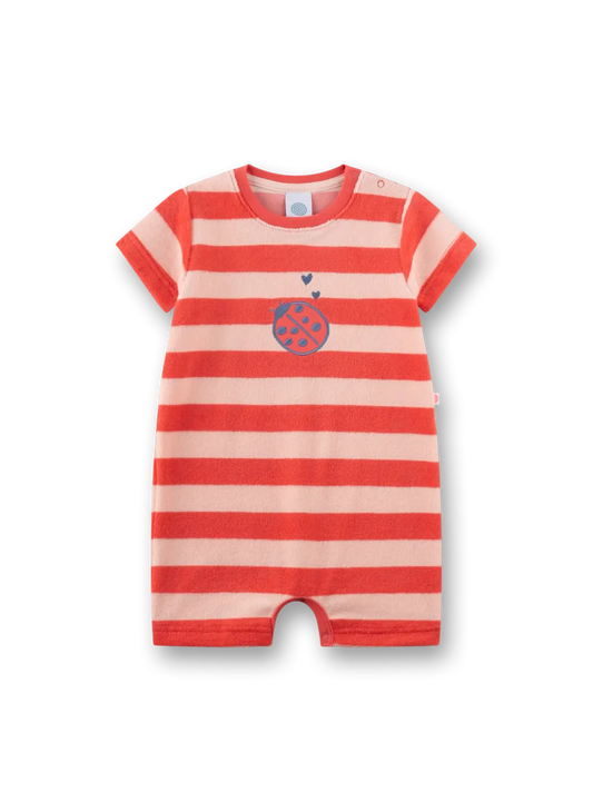 Sanetta Baby-Strampler kurz rot Ringel Marienkäfer