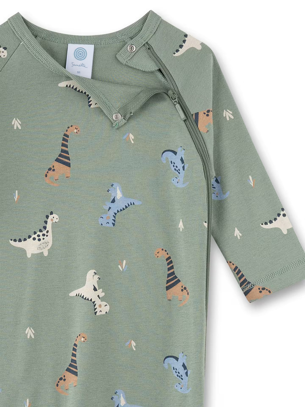 Sanetta Baby-Schlafoverall grün Dinos