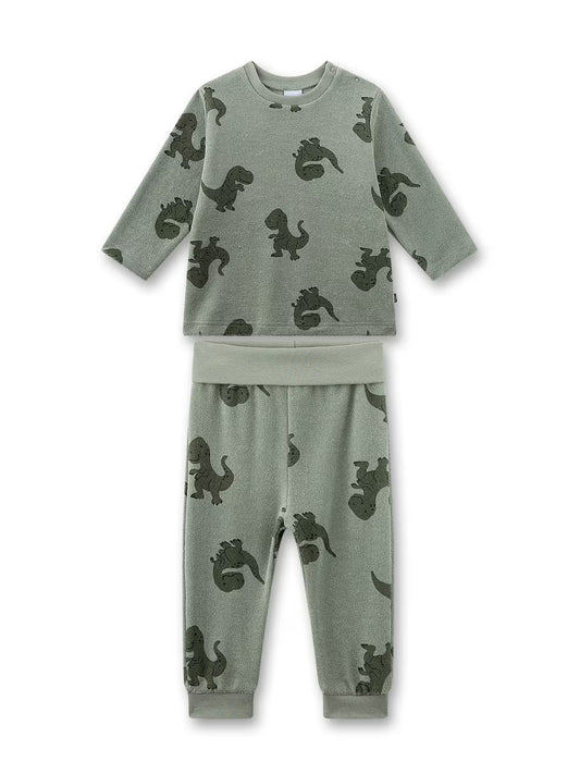 Sanetta Baby-Schlafanzug aus Frottee grün Dino