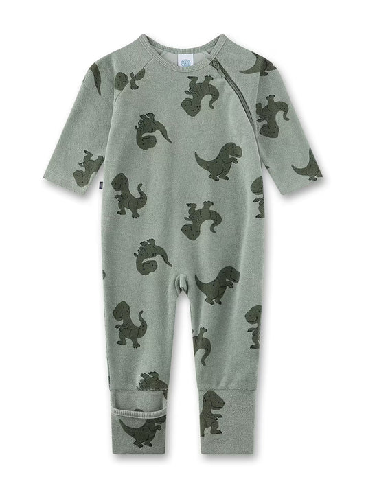 Sanetta Baby-Schlafoverall aus Frottee grün Dino