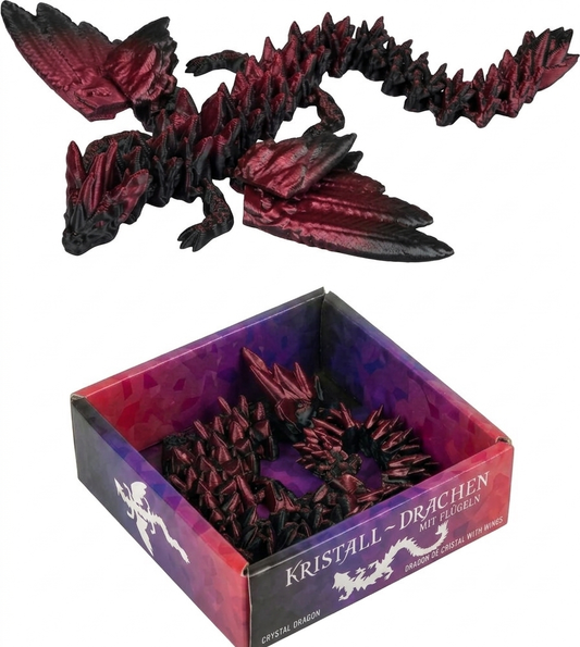 Kristall-Drache mit Flügeln rot/schwarz