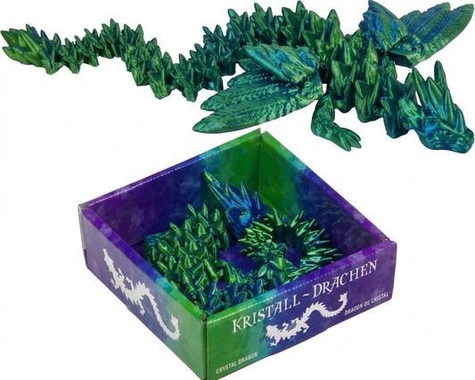 Kristall-Drache mit Flügeln blau/grün