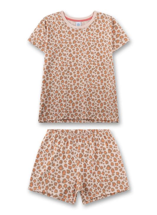 Sanetta Mädchen-Schlafanzug kurz orange Leo-Print