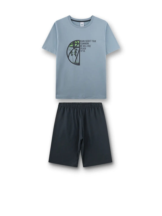 Sanetta Jungen-Schlafanzug blau kurz Basketball