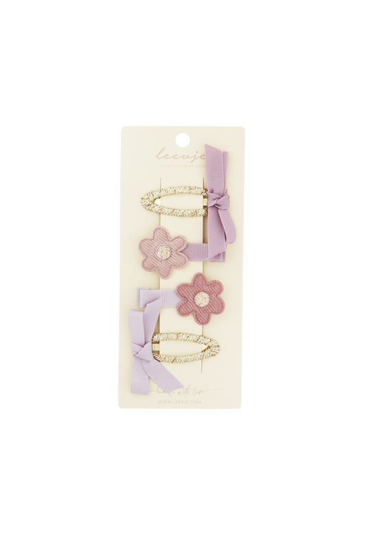 Leevje Haarspangen 'lilac flower and bow clips'