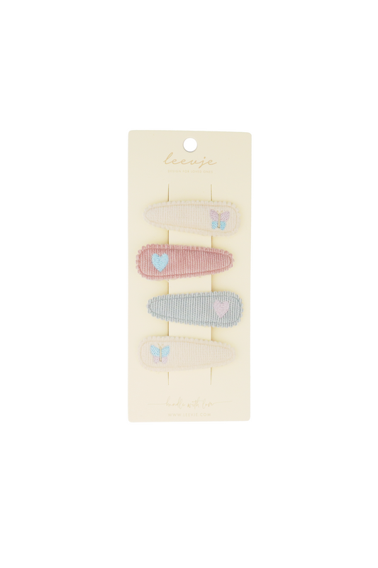 Leevje Haarspangen 'embroidered butterfly & heart clips'