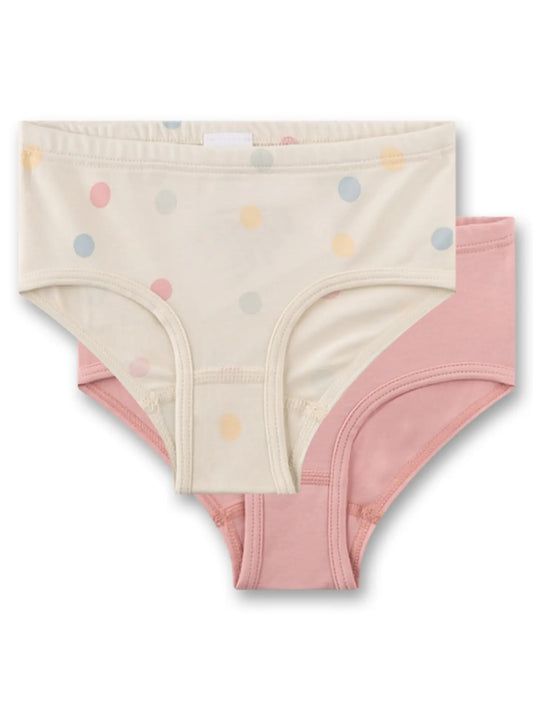 Sanetta Mädchen-Hüftslip (Doppelpack) rosa & beige Dots