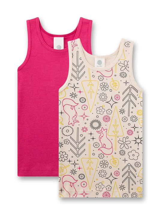 Sanetta Mädchen-Unterhemd (Doppelpack) beige & pink