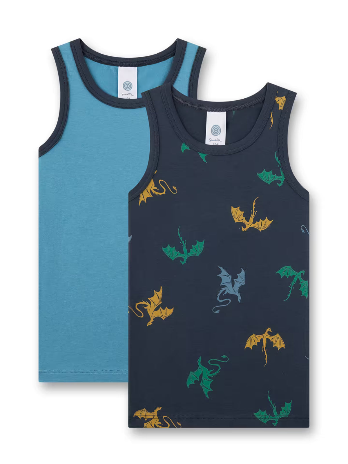 Sanetta Jungen-Unterhemd (Doppelpack) blau Drachen