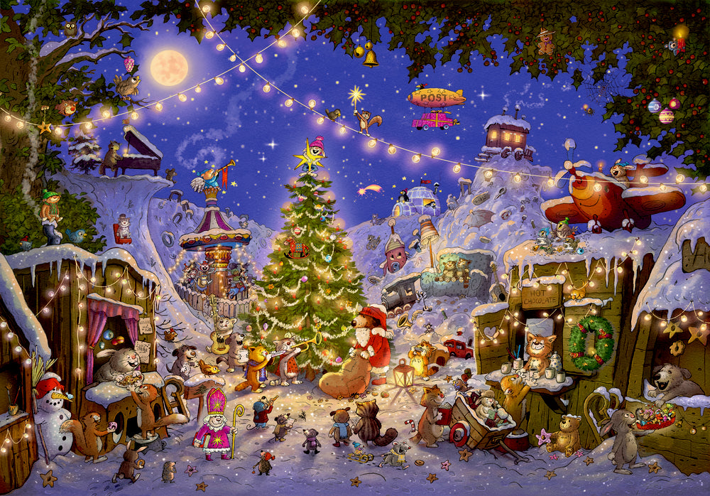 Weihnachtsmarkt der Tiere Puzzle-Adventskalender