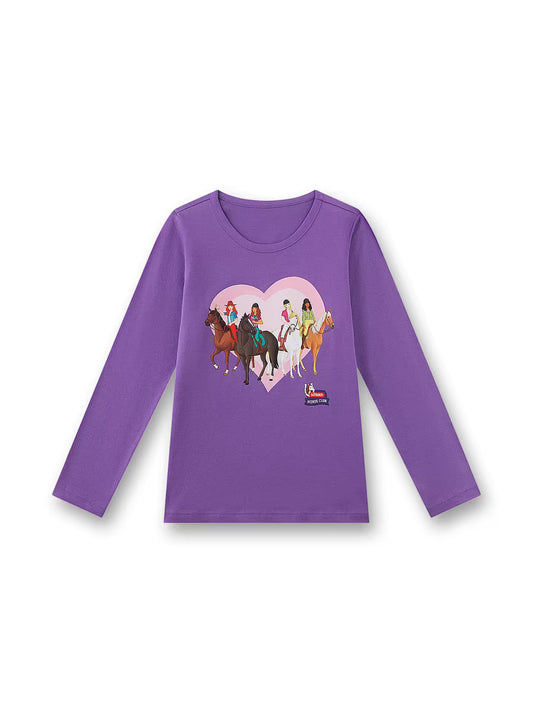 Kinder Langarm-Shirt lila Horse Club
