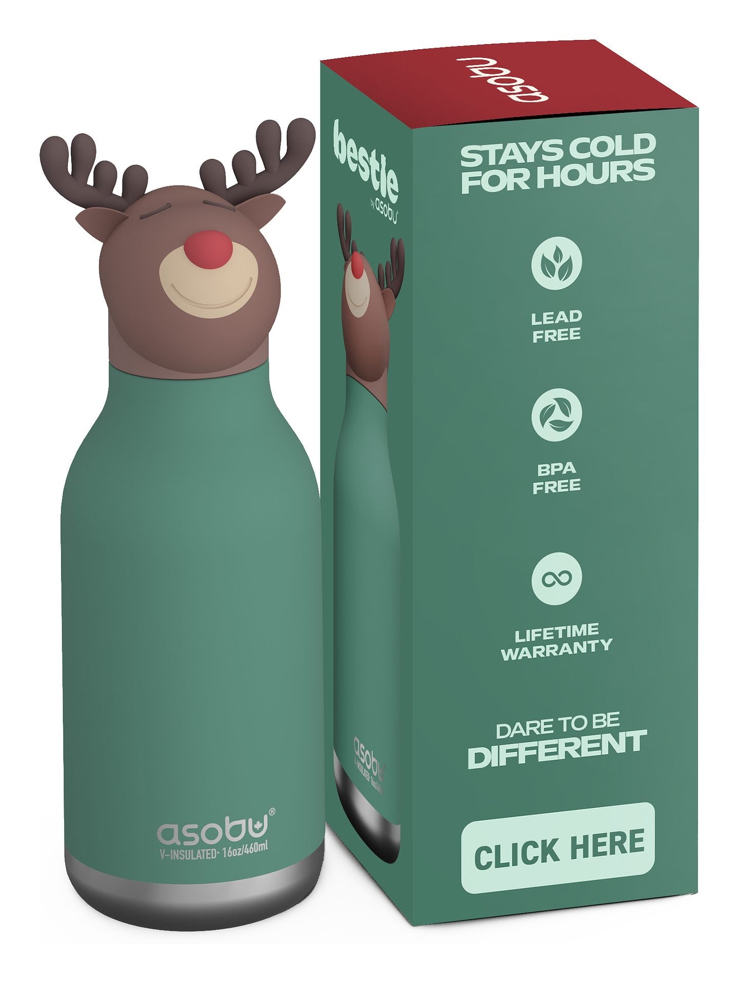 ASOBU® Bestie Trinkflasche 475ml Rentier