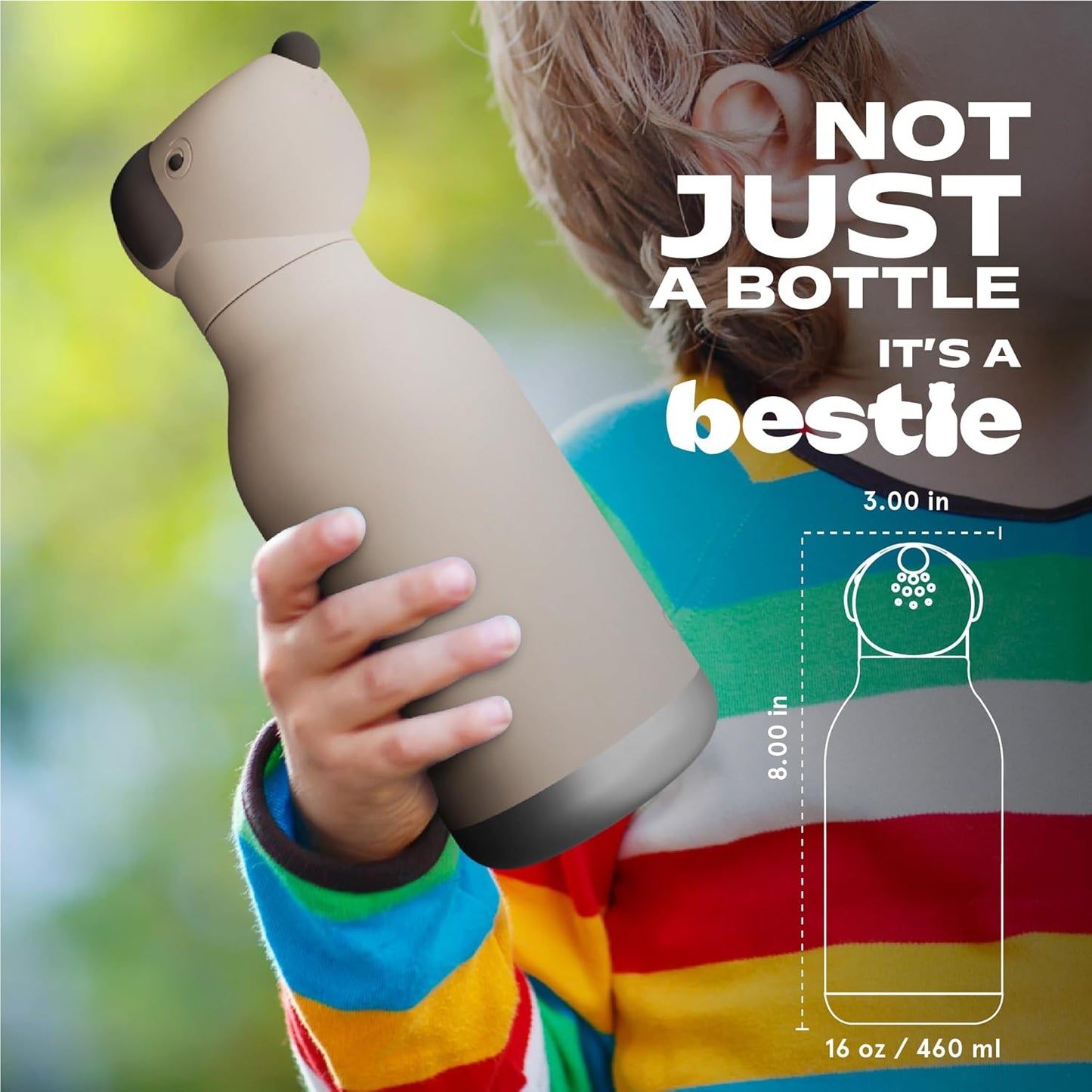 ASOBU® Bestie Trinkflasche 475ml Beige Dog