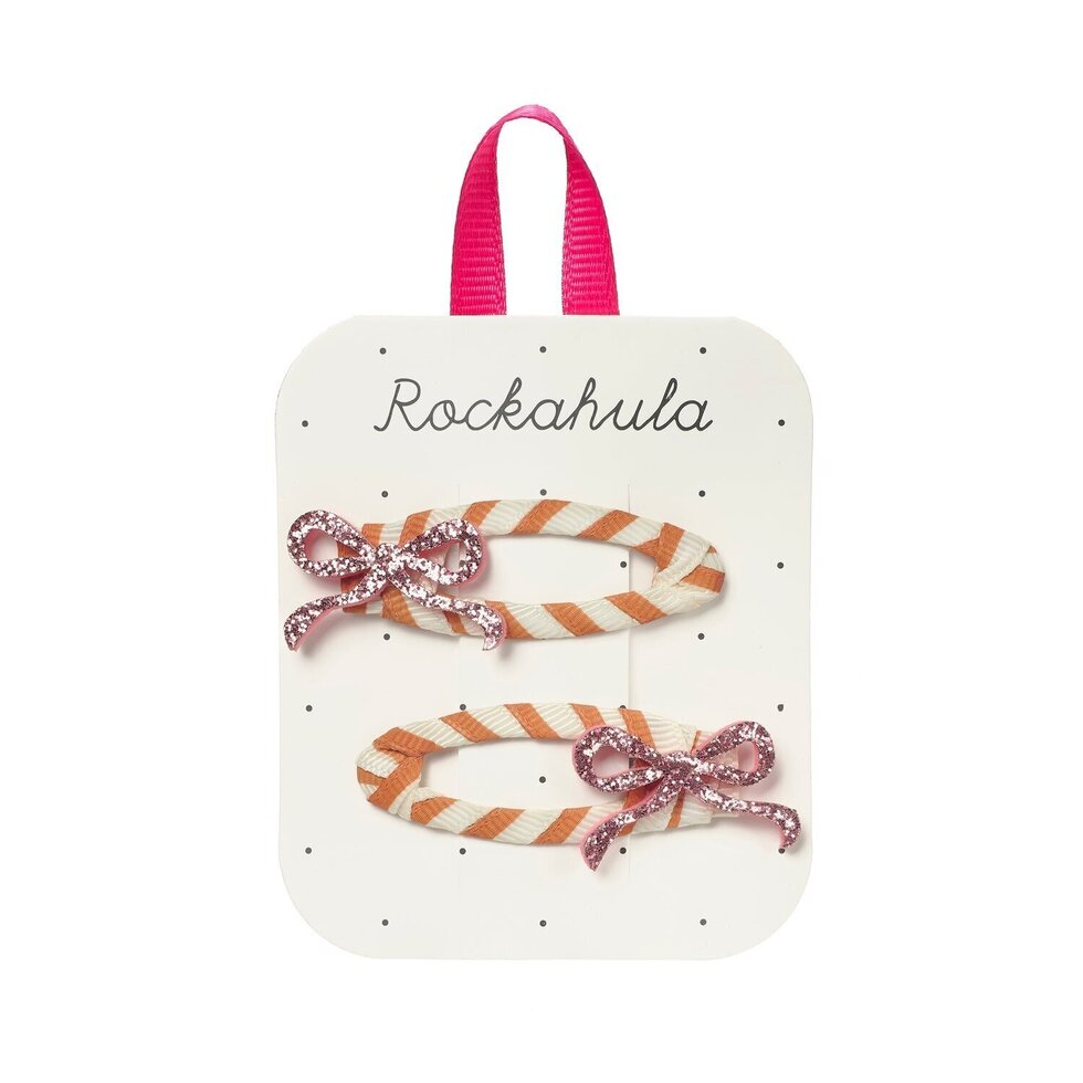 Rockahula Stripy Glitter Schleifen Clips