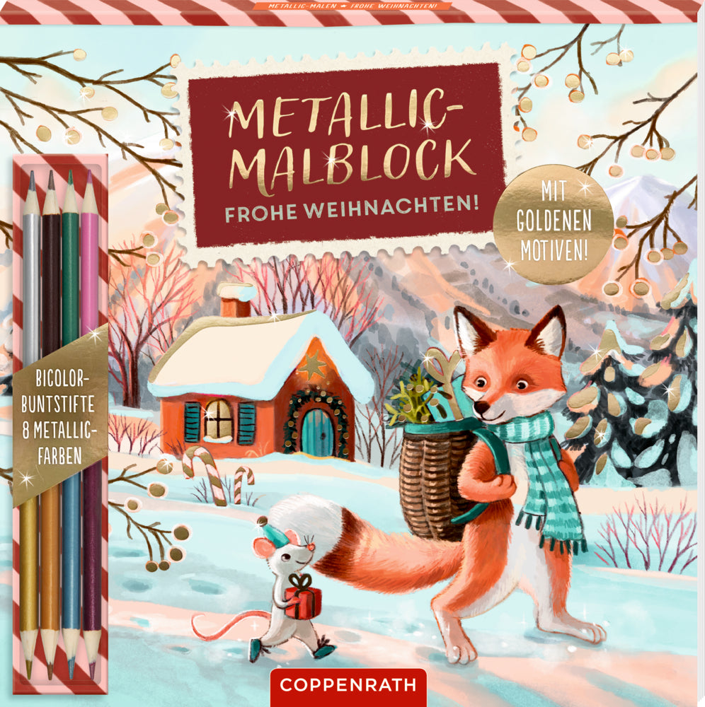 Coppenrath - Metallic-Malblock (mit Bicolor-Stiften) - Frohe Weihnachten!