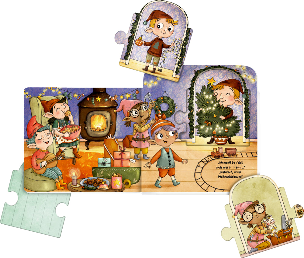 Coppenrath - Mein Mitmach-Puzzle-Buch: 5 Wichtel feiern Weihnachten