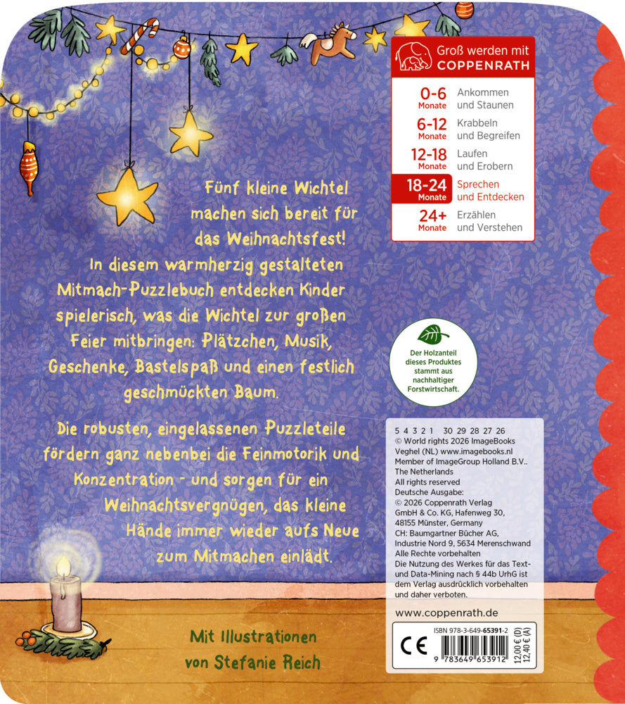 Coppenrath - Mein Mitmach-Puzzle-Buch: 5 Wichtel feiern Weihnachten