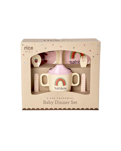 rice Baby-Geschirrset - Pink - Geschenkbox - ABC