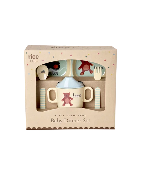 rice Baby-Geschirrset - Blau - Geschenkbox - ABC