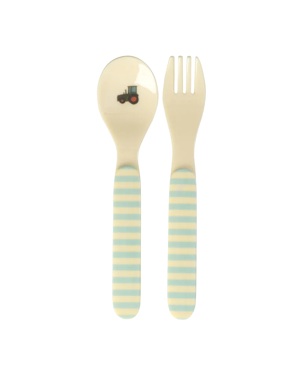 rice Babylöffel und -gabel - Blau - ABC