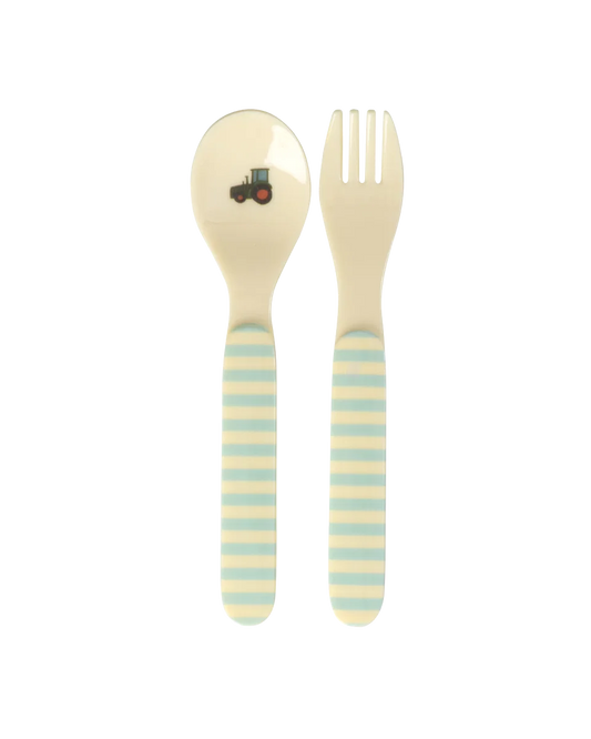 rice Babylöffel und -gabel - Blau - ABC