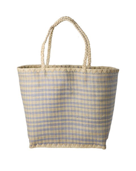 rice Große Raffia Tasche/Shopper pink blau
