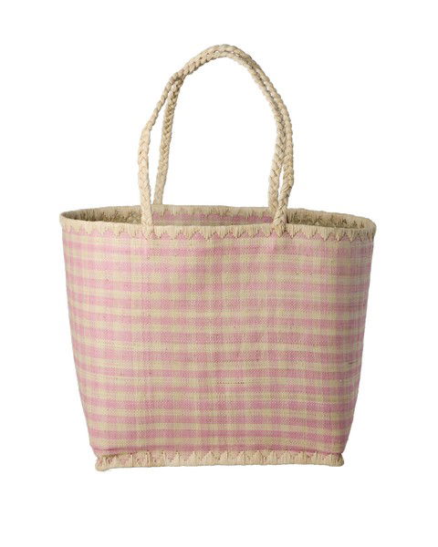 rice Große Raffia Tasche/Shopper pink