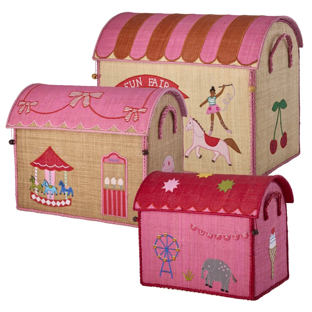 rice Raffia Große Aufbewahrungsbox Fun Fair pink