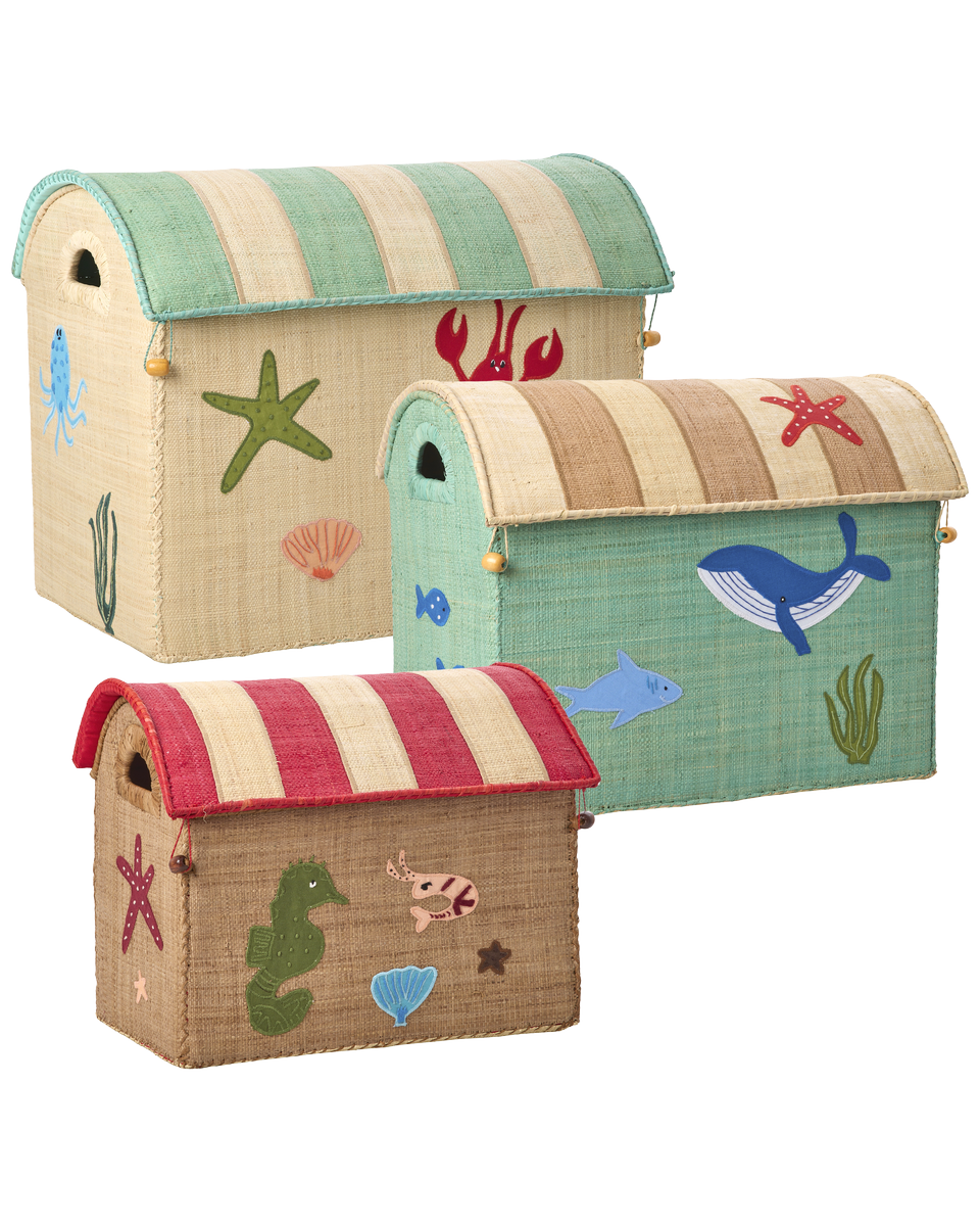 rice Raffia Große Aufbewahrungsbox - Ocean