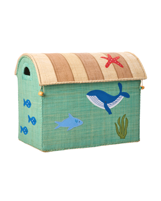 rice Raffia Mittlere Aufbewahrungsbox - Ocean
