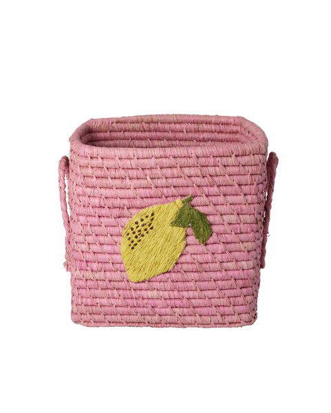 rice  Raffia Korb - Rosa - Lemon
