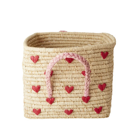 rice Raffia Korb - Natürlich - Small Hearts