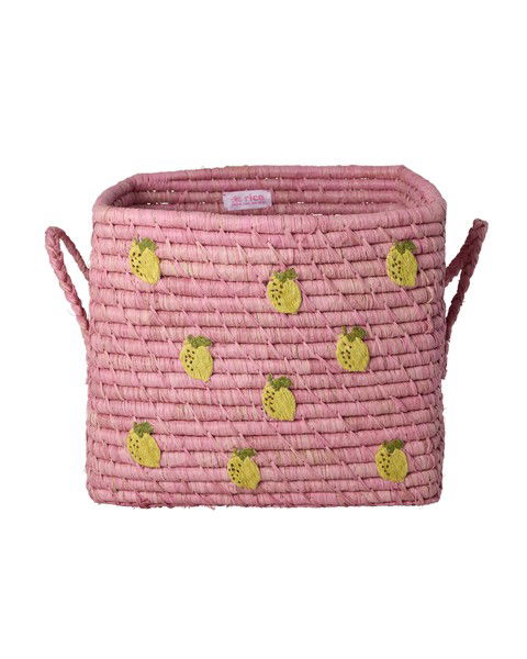 rice Raffia Korb - Rosa - Lemon