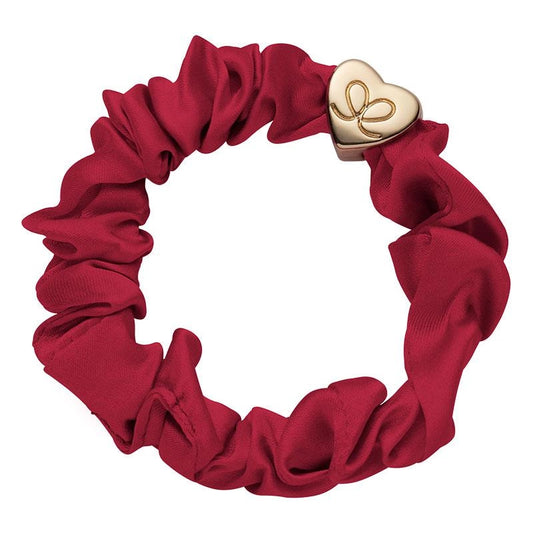 byEloise Goldenes Herz Seiden Scrunchie Burgunder