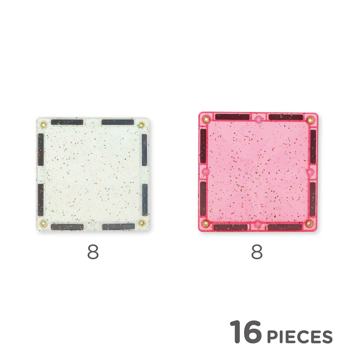 Cleverclixx Glitter Tiles Pack Transparent/Pink / 16 Glitzer Teile