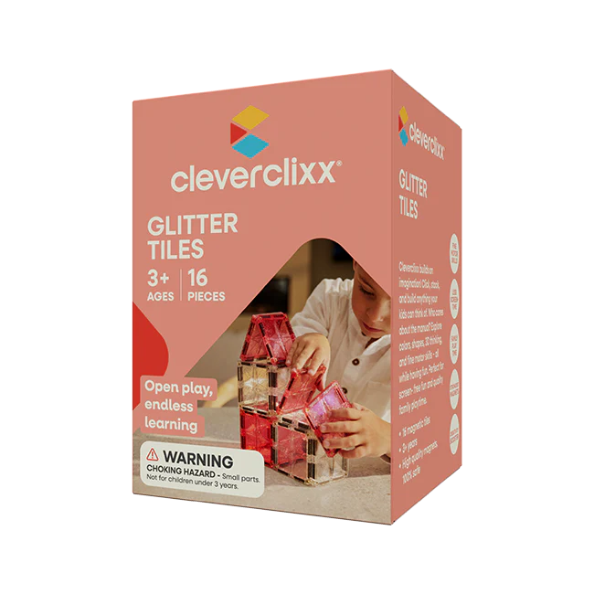 Cleverclixx Glitter Tiles Pack Transparent/Pink / 16 Glitzer Teile
